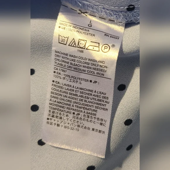 Banana Republic Sky Blue Polka Dot Blouse Sz L - Picture 3 of 8